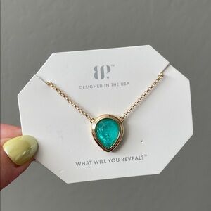 Bomb Party A Pear to Dream By Lab Created Aqua Chalcedony Necklace 20.5"